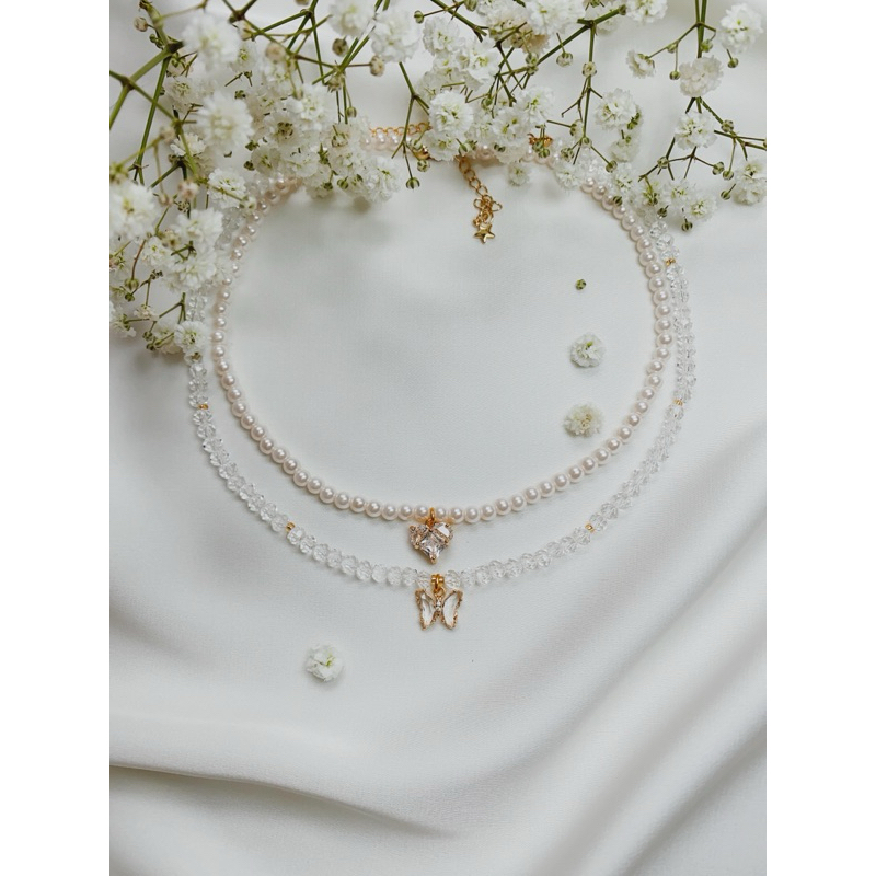Vòng cổ pha lê trắng handmade SpringX
