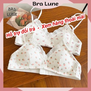 Áo ngực nữ cotton không gọng hoạ tiết hoa quả BRALUNE, áo lót nữ mút mỏng mềm mại ôm sát mã ANM-59