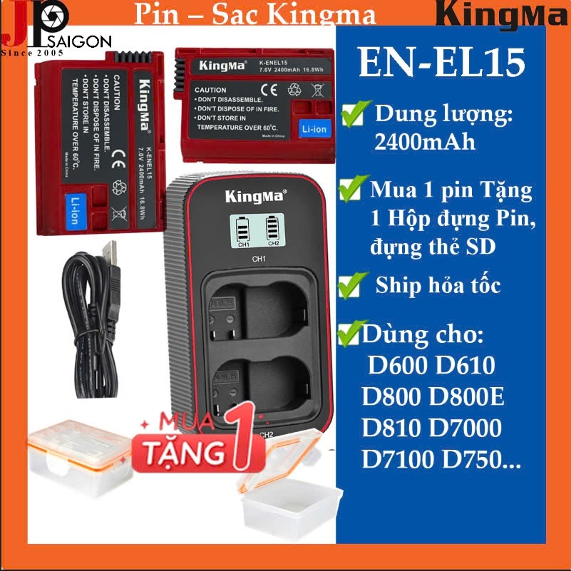 BỘ PIN SẠC ĐÔI KINGMA VER 4 FOR NIKON EN-EL15