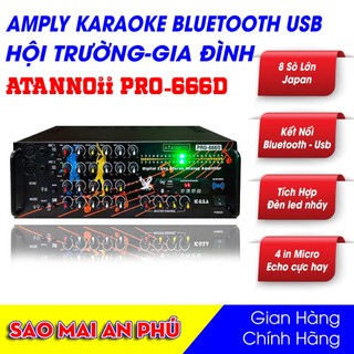 Đèn nháy cực đẹp - Ampli Bluetooth karaoke, Amply nghe nhạc gia đình ATANNOII PRO- 666 D kết nối Bluetooth Usb Thẻ nhớ