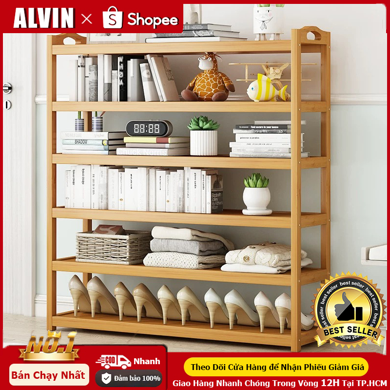 ALVIN Kệ Giày Gỗ Tủ giày Giá Đựng Giày Dép Thiết Kế Hiện Đại Tiết Kiệm Diện Tích, Chất Liệu Tre