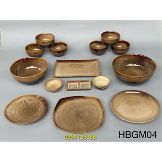 Set bộ đồ ăn men hoả biến cao cấp gốm sứ Bát Tràng