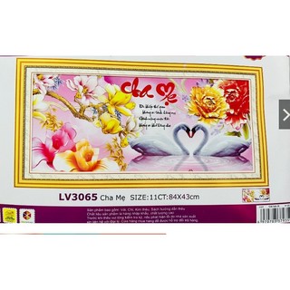 Tranh Thêu Chữ Thập Đồng Hồ Cha Mẹ 2
