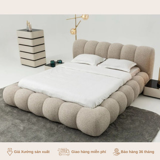 Giường ngủ bánh mì cao cấp Dino - Bọc nhung hiện đại, sang trọng - Nội thất phòng ngủ đẳng cấp