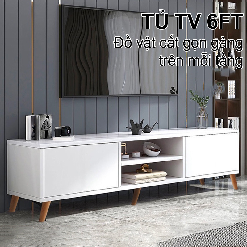 MY 180cmKệ Tivi Gỗ MDF Cao Cấp Chân Gỗ Sồi Tủ Tivi Gỗ Phong Cách Hiện đại Đơn Giản Sức chịu lực mạnh | BigBuy360 - bigbuy360.vn