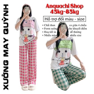 Đồ bộ mặc nhà giá rẻ quần suông dễ thương in hình ngộ nghĩnh Nữ Women Quần Ngủ Áo S191