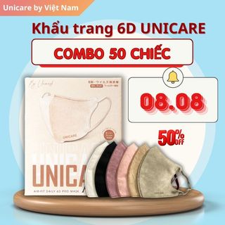 Unicare combo 50c khẩu trang 6d unicare pro mask 3 lớp kháng khuẩn 6 màu thời trang