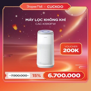 Máy lọc không khí cuckoo 66m2 cac-k1910fw - lọc toàn diện 360 độ - đèn led hiển chất lượng không khí - hàng chính hãng
