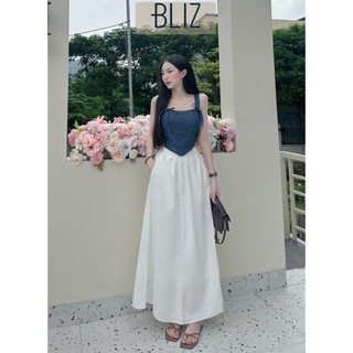 Set áo quây denim & chân váy dài Bliz set áo ống kaki chân váy maxi đẹp ST207