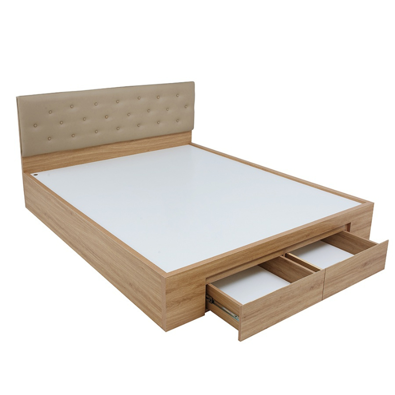 Giường ngủ bọc nệm gỗ MDF nhập khẩu 2 hộc kéo thương hiệu Nội thất DINO