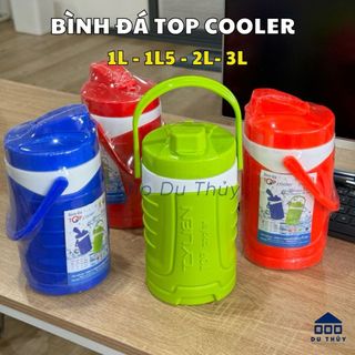 Bình đá giữ nhiệt 1L - 1.5L- 2L - 3L kiểu dáng thể thao màu xanh lá, màu cam, màu đỏ, màu dương có quai xách TOP COOLER