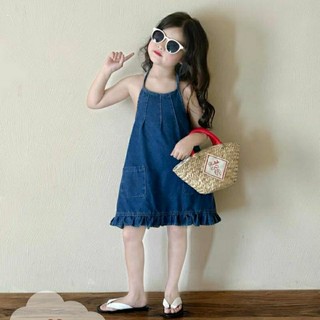 Váy jean bé gái / đầm jean yếm cho bé size 10 - 17ky