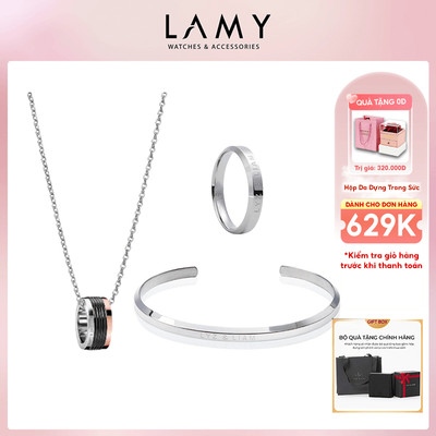 Bộ quà tặng trang sức gồm Dây chuyền vòng tay và nhẫn Lyz and Liam Classic Silver