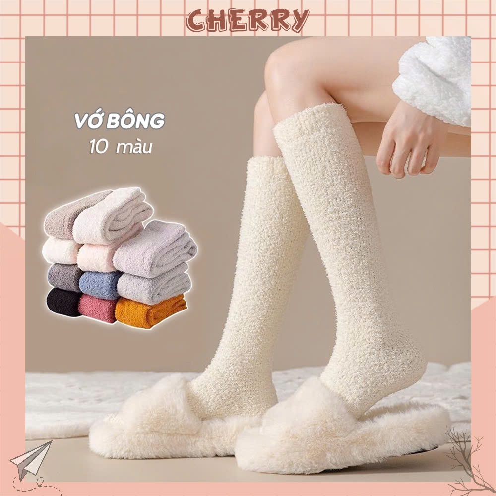 Tất cổ cao nữ đến đầu gối chất liệu bông ấm áp mềm mịn - Cherry Shop
