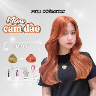 Thuốc nhuộm tóc màu CAM ĐÀO thuốc nhuộm tóc tặng kèm Oxy trợ dưỡng và bao tay