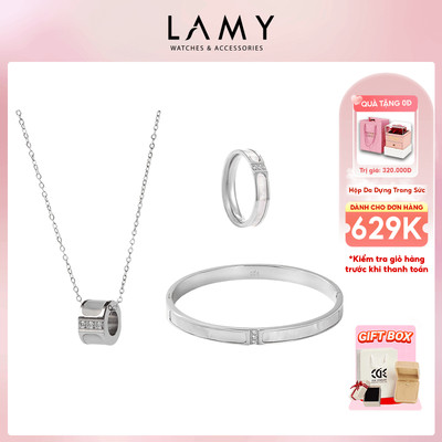 Bộ quà tặng trang sức LAMY gồm Vòng tay, nhẫn, dây chuyền LAMY Nirvana Dreamy Silver