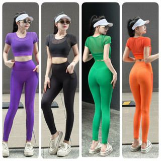 Bộ quần áo tập gym,yoga,aerobic,thể thao phối lưới kèm mút