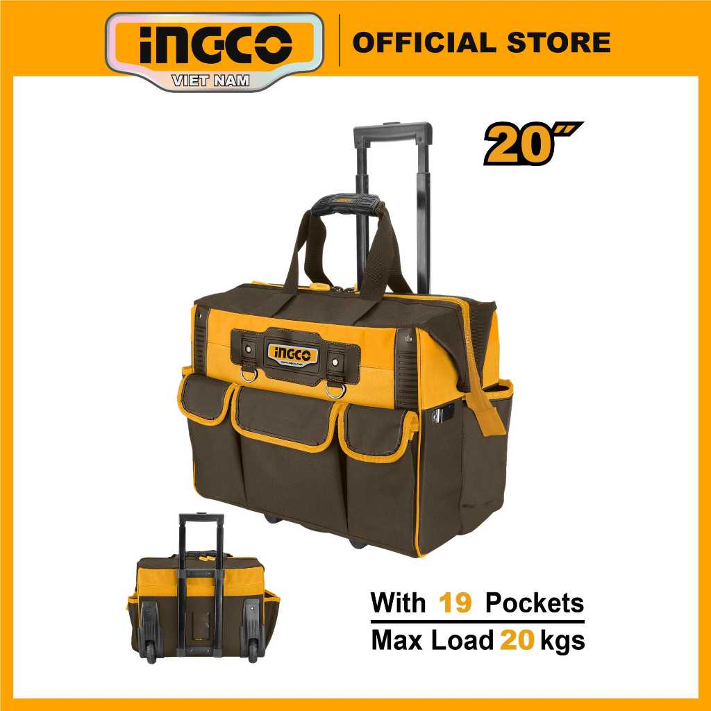 Vali kéo đựng dụng cụ đồ nghề INGCO HRRTB2015 20 inch chất liệu Polyester1680D tải trọng tối 20kg