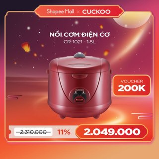 Nồi cơm điện Cuckoo 1.8 lít CR-1021 - màu đỏ - bản quốc tế- lòng nồi chống dính- Hàng chính hãng Cuckoovina