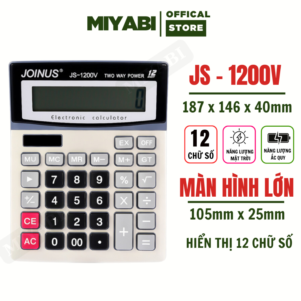 Máy tính cầm tay để bàn văn phòng màn hình LCD lớn , phiên bản phím to , màn hình rộng 12 số