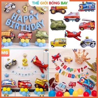 SET trang trí sinh nhật chủ đề xe ô tô, trang trí sinh nhật cho bé trai