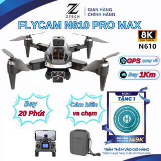 Flycam Drone mini N610 Pro Max Camera 4k định vị GPS cao cấp, Playcam cảm biến va chạm 360 độ