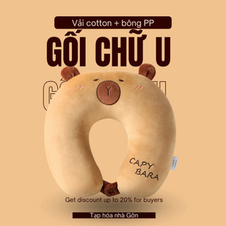 Gối chữ U kê cổ vải cotton PP thêu nhân vật hoạt hình nhiều mẫu đáng yêu tiện lợi đi xe ô tô, tàu, máy bay, du lịch