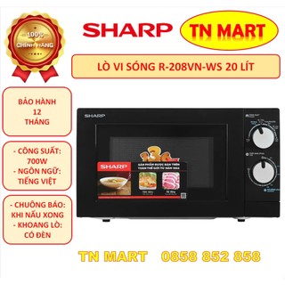 Lò vi sóng sharp r-208vn-ws, r-207vn-sl, r-209vn-sk 20 lít, không nướng, công suất 700w, bảo hành 12 tháng