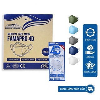 [Giá Sỉ] 1 Thùng Khẩu trang KF94 300 cái (4D) Vải Kháng Khuẩn Chính Hãng Famapro