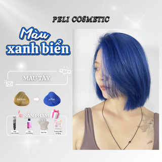 Thuốc nhuộm tóc màu XANH BIỂN thuốc nhuộm tóc tặng kèm Oxy trợ dưỡng và bao tay