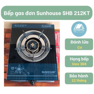 Bếp ga đơn Sunhouse SHB212KT, Pep đồng, Họng Inox, Mặt kính, - Bảo hành 12 tháng