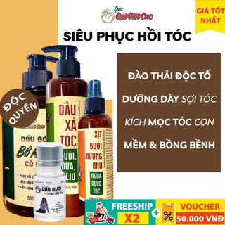 COMBO CHỐNG RỤNG; PHỤC HỒI; TÁI TẠO TÓC MỚI 4 MÓN: DẦU GỘI BỒ KẾT; DẦU XẢ; XỊT DƯỠNG TÓC; TINH CHẤT MỌC QUÊ MỘT CỤC