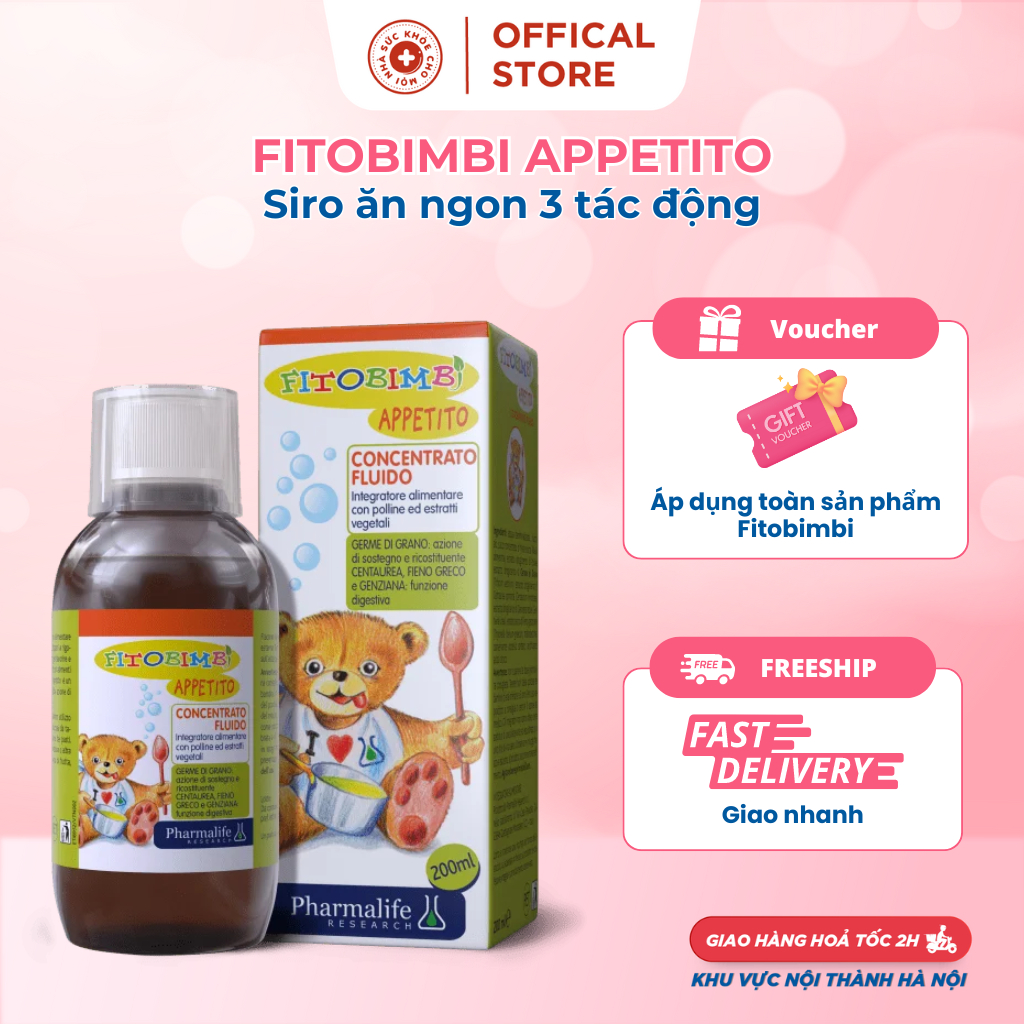 Fitobimbi Appetito  - Thảo dược châu âu giúp bé ăn ngon, hấp thu tốt (Chai 200ml) - Chính hãng Ý