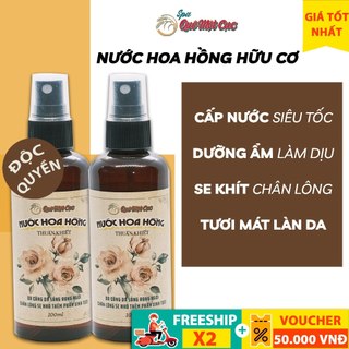 Nước hoa hồng hữu cơ (cao cấp), toner dưỡng ẩm, giảm thâm QUÊ MỘT CỤC 100ml handmade)