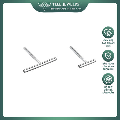 Khuyên tai bạc nữ TLEE thanh bạc trơn basic nhiều size cá tính TLEE JEWELRY B0219