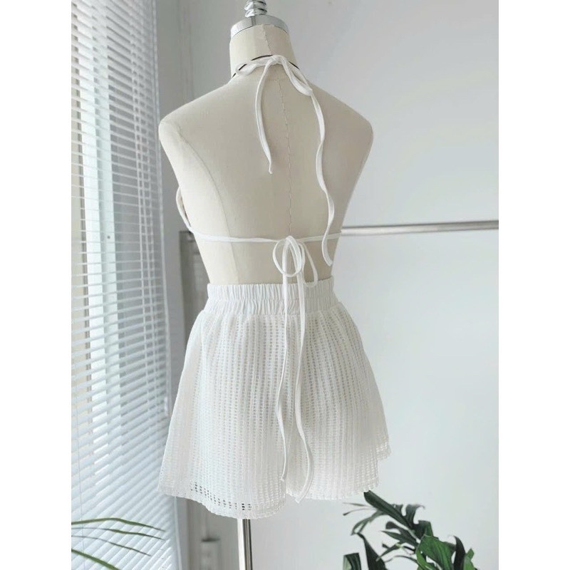 BIKINI, ĐỒ BƠI đi biển thời trang,3 chi tiết áo bra có mút quần short kèm áo KHOÁC REN LỖ tay dài chuẩn hình HÀ BiKiNi | BigBuy360 - bigbuy360.vn