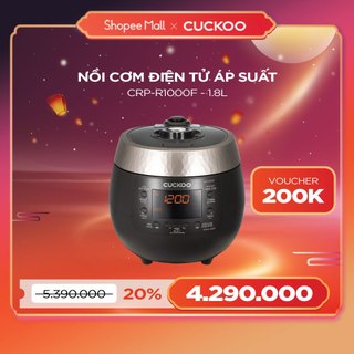 Nồi cơm điện tử áp suất Cuckoo 1.8 lít CRP-R1000F màu đen - lòng nồi chống dính cao cấp phủ Xwall Black shine