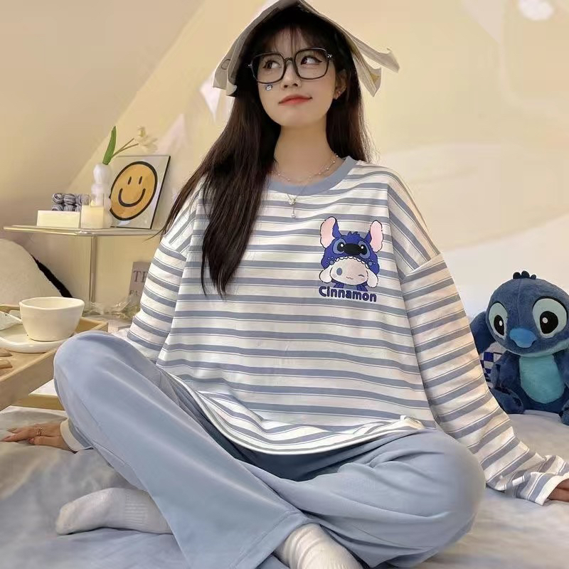 Bộ đồ ngủ cho nữ xuân thu 2023 phong cách Hàn Quốc mới bộ đồ mặc nhà rộng rãi dành cho học sinh