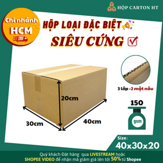 Combo 10 hộp carton 40x30x20 thùng hộp đóng hàng carton gói hàng giá rẻ - Hộp carton HT HCM