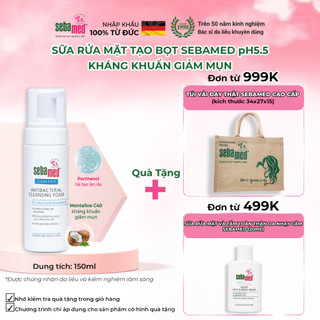 Sữa rửa mặt tạo bọt kháng khuẩn giảm mụn Sebamed Antibacterial Cleansing Foam pH5.5 (150ml)