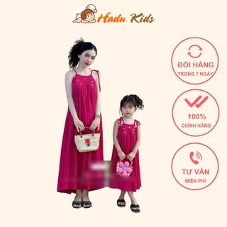 Váy maxi cho bé gái đi biển chất đũi mát Đầm maxi trẻ em hở lưng Hadukids