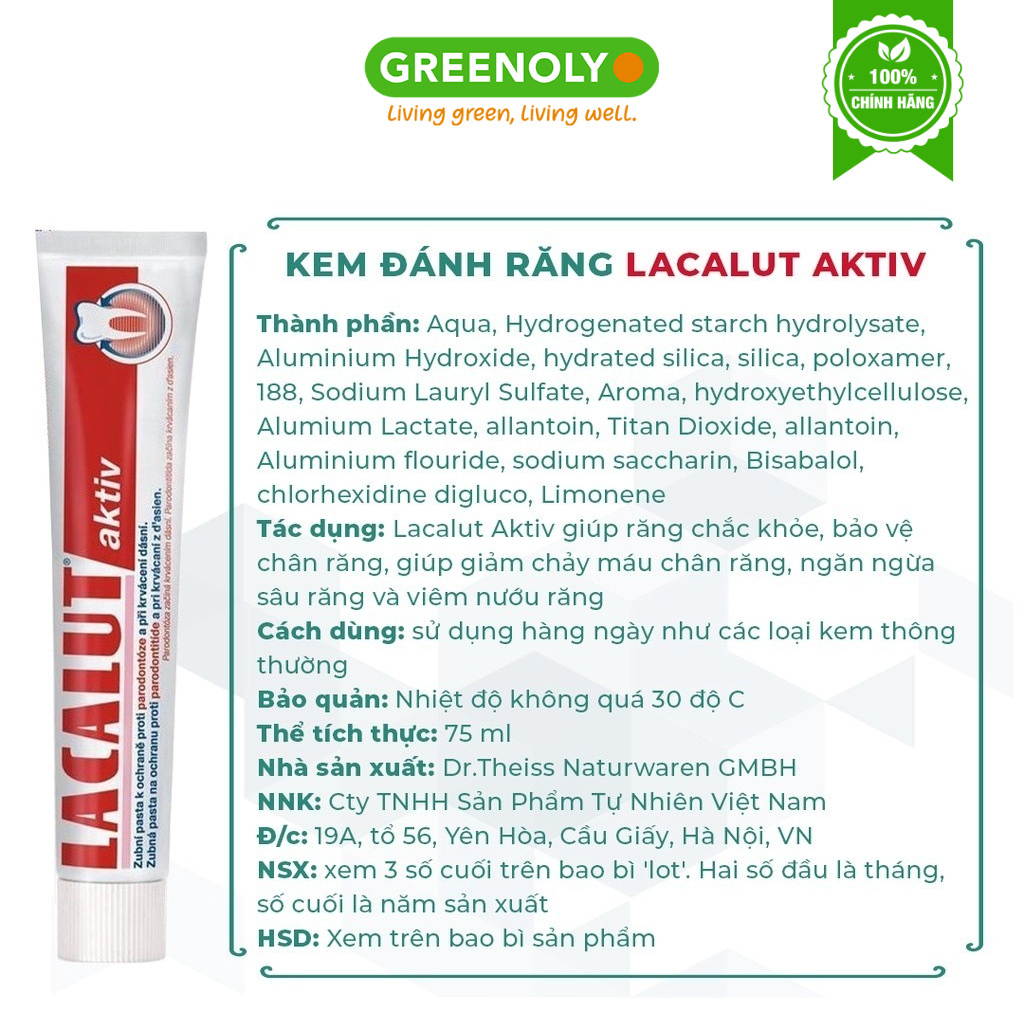 Kem Đánh Răng Lacalut Aktiv Ngăn Ngừa Viêm Nướu, Tụt Lợi, Giảm Chảy Máu Chân Răng 75ml