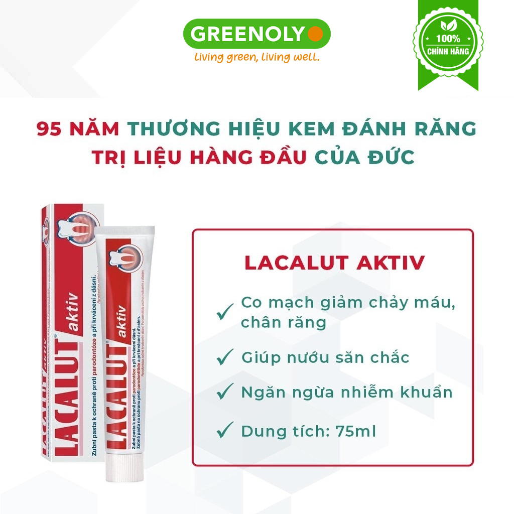 Kem Đánh Răng Lacalut Aktiv Ngăn Ngừa Viêm Nướu, Tụt Lợi, Giảm Chảy Máu Chân Răng 75ml