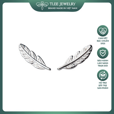 Khuyên tai bạc nữ TLEE lông vũ basic cá tính TLEE JEWELRY B0194