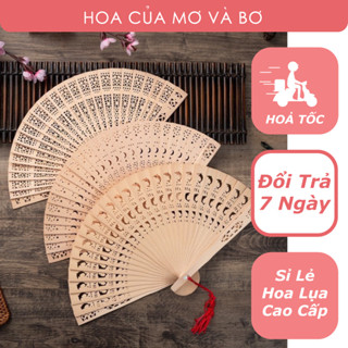 Quạt Gỗ (Quạt Đỏ) Cầm Tay Xếp Làm Oản Tháp Bánh Phụ Kiện Đạo Cụ Chụp Ảnh Cổ Trang Độc Đáo - Mơ Bơ