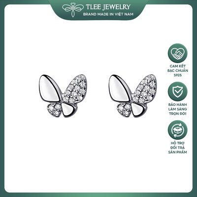 Khuyên tai bạc nữ TLEE cánh bướm nhỏ nạm đá xinh xắn TLEE JEWELRY B0184