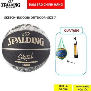 Quả bóng rổ Spalding NBA Sketch Outdoor số 7 (83-534Z)- Tặng kèm kim bơm bóng và túi lưới đựng bóng