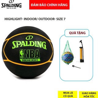 Quả bóng rổ Spalding High Light Green/ Orange (83199) Indoor/ Outdoor- size 7—Tặng kèm kim và túi lưới đựng bóng