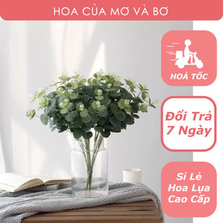 Cụm Cành Lá Táo Bạc Hà Giả Loại 1 Loại 16 Nhánh 50cm - Cành Lá Khô Decor - Hoa Lụa Mơ Bơ