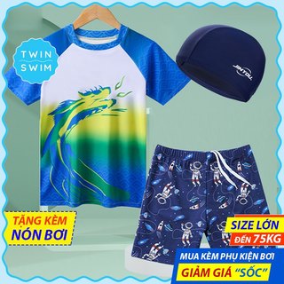 Đồ bơi bé trai size đại twin dragon, áo bơi bé trai lớn 75kg, bộ bơi bé trai đi biển quần bơi tsb023